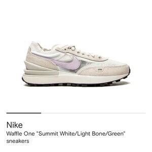 Nike Waffle One Light Bone and Green Sneakers